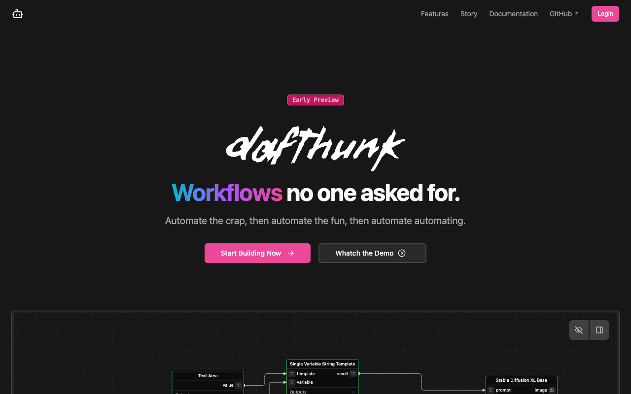 Dafthunk - Open-source AI workflows to automate your tasks AI automation open-source