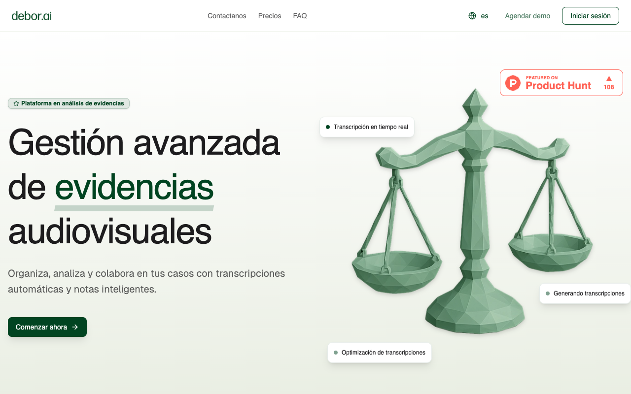 Debor.ai - An AI platform for transcribing and analyzing audiovisual evidence legaltech AI audiovisual-evidence
