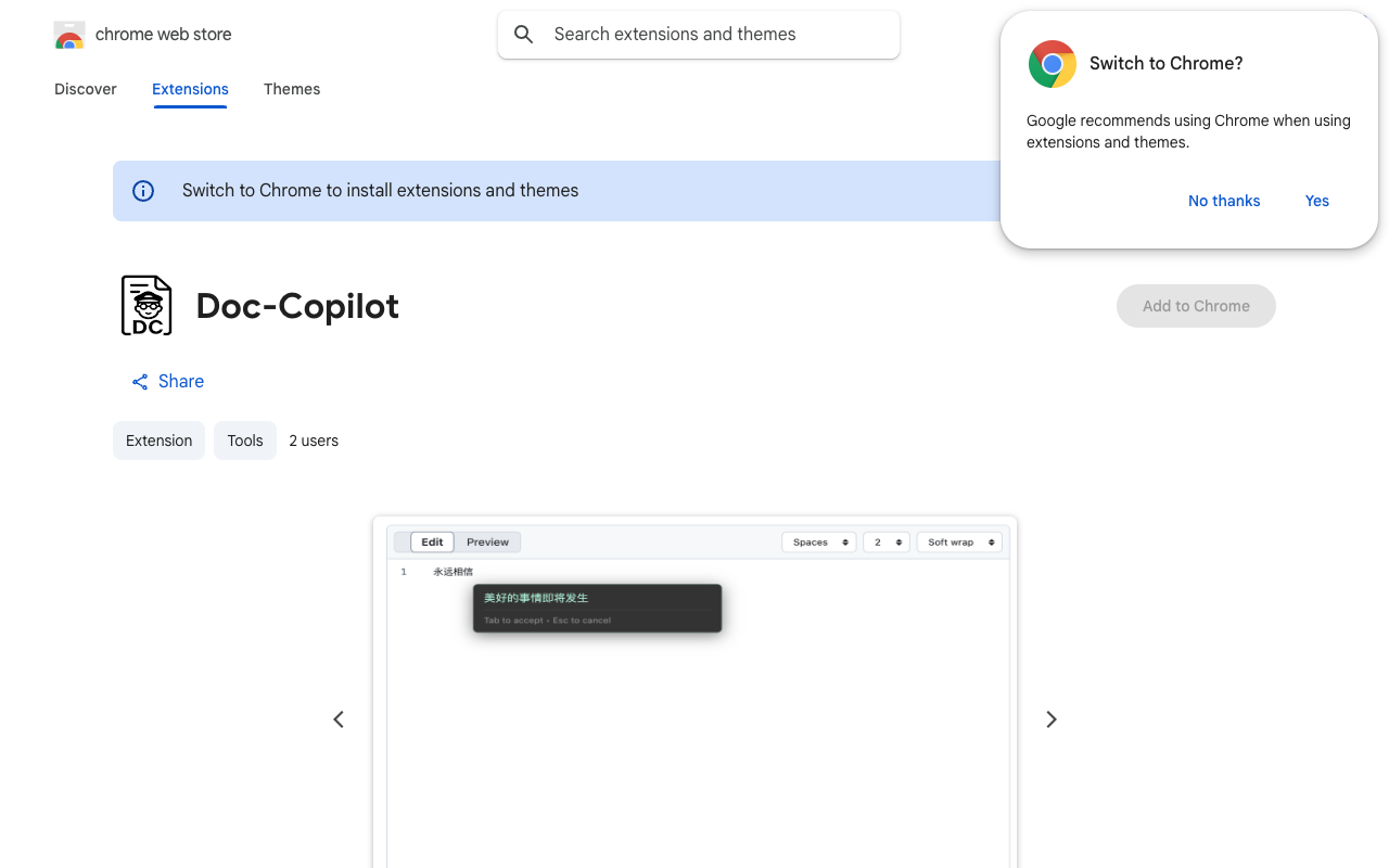 Doc Copilot - An AI tool that helps you autocomplete text anywhere you write AI autocomplete productivity