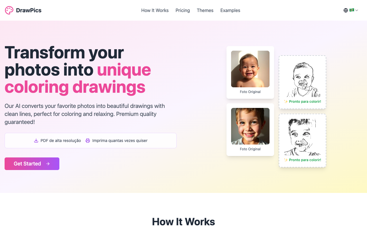DrawPics - Turn your favorite photos into fun coloring pages with AI coloring AI drawings