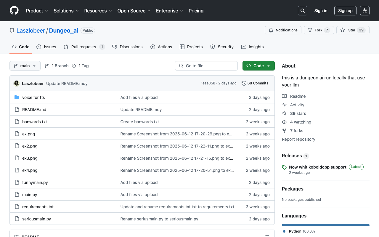 Dungeon AI - A local AI-powered dungeon adventure tool using your LLM AI dungeon-adventure open-source