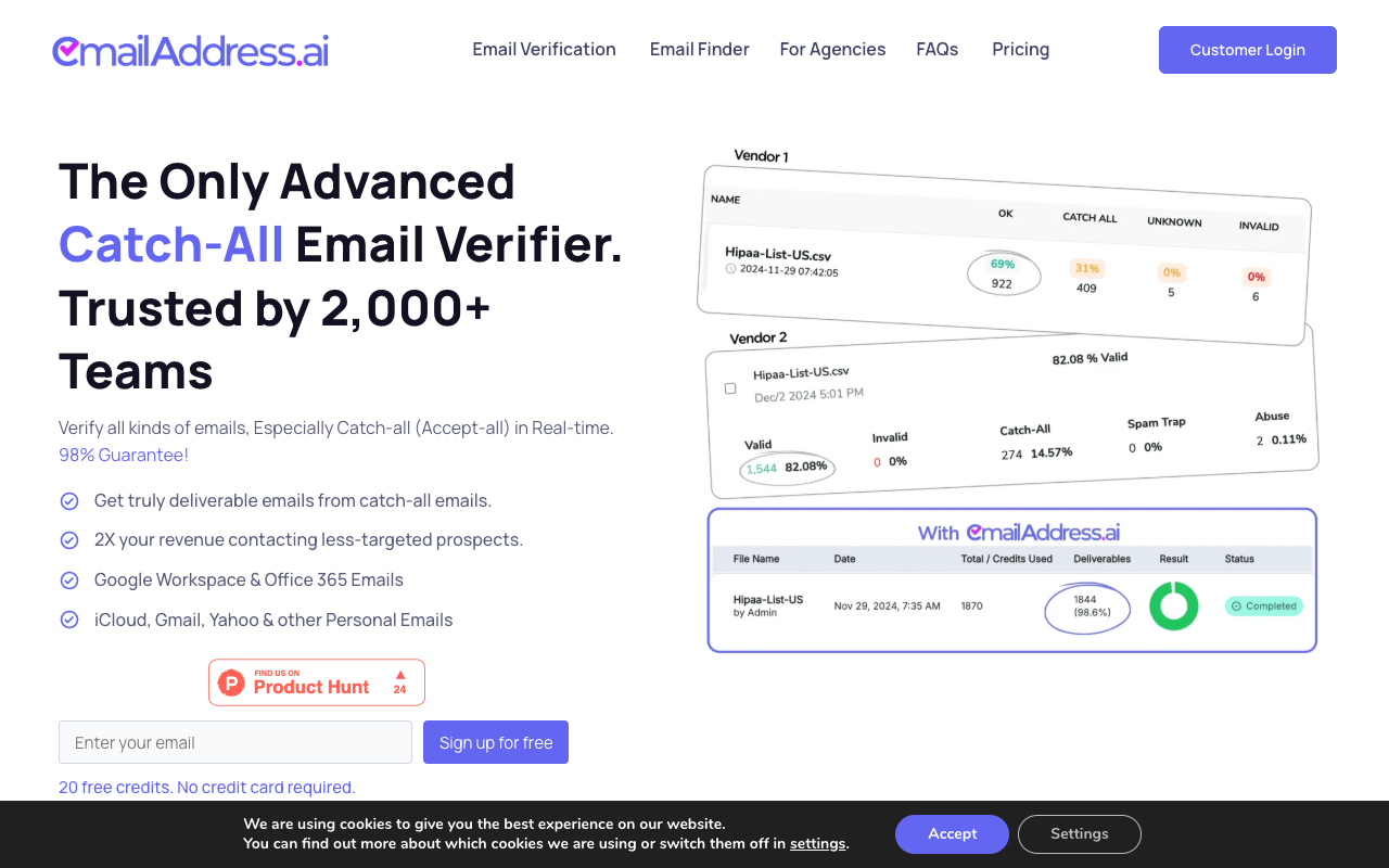EmailAddress.ai - Verify Catch-All Emails with Confidence email-verification catch-all email-finder