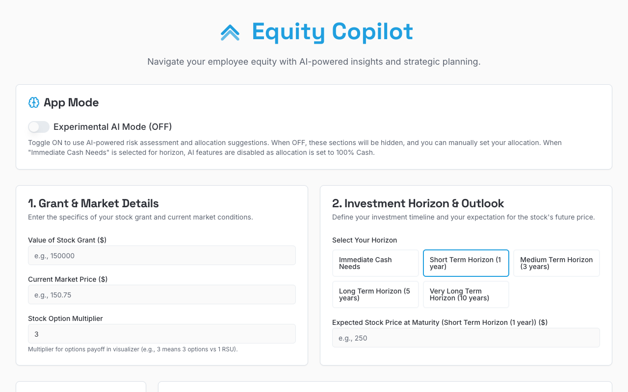 Equity Copilot - An AI assistant for allocating your big tech equity grants equity AI finance