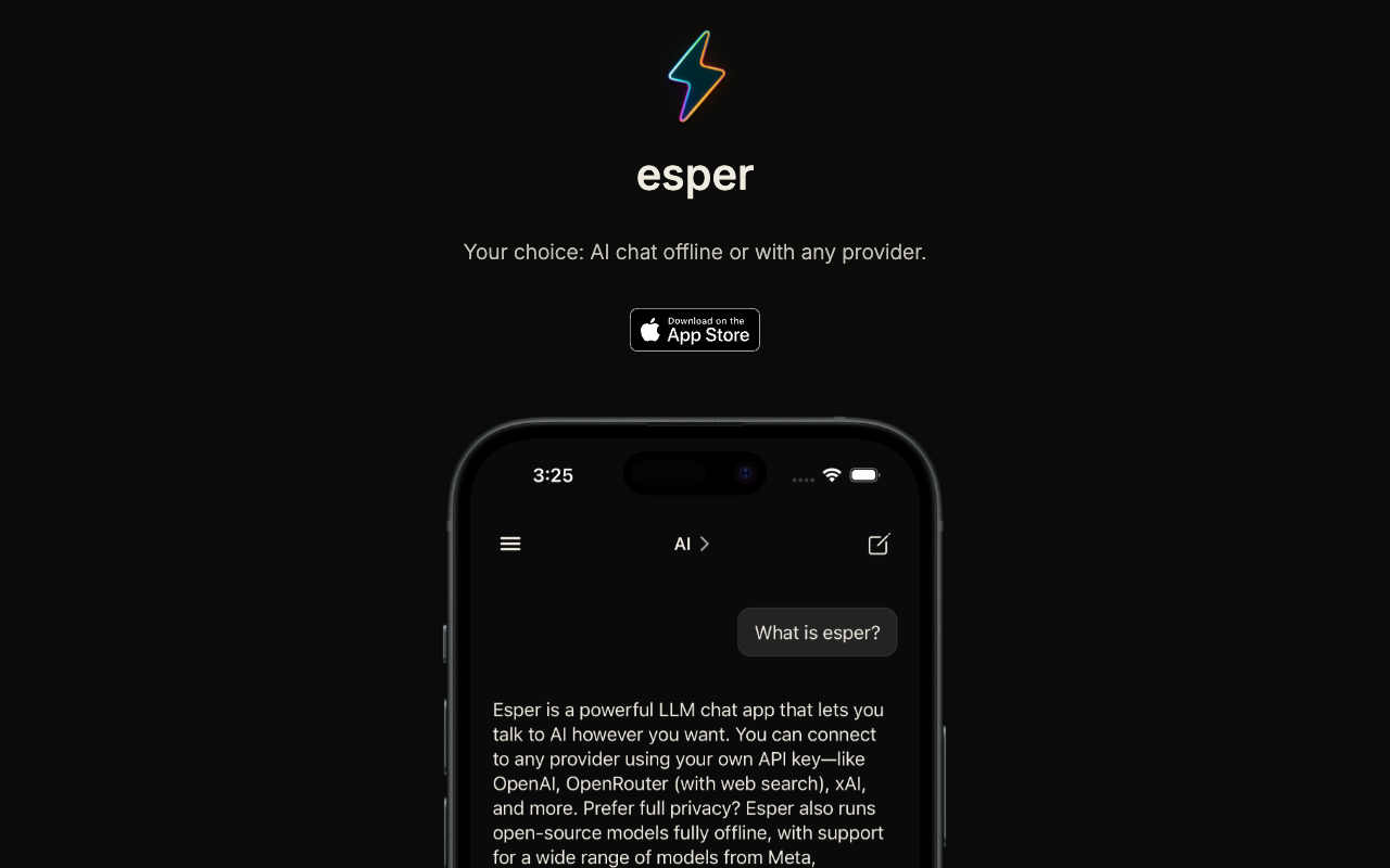 iOS隐私AI新革命:离线畅聊,自定义模型,尽在esper聊天应用