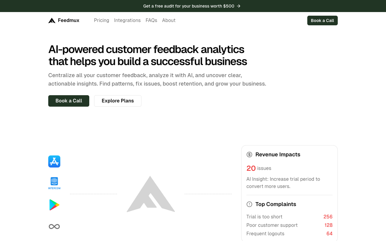 Feedmux - Affordable AI-powered customer feedback analytics for business growth customer-feedback AI analytics