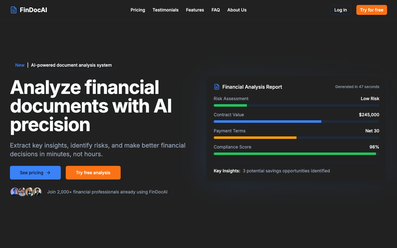 FinDocAI:秒解复杂金融文件,AI智能分析助您精准决策,告别繁琐人工审阅!