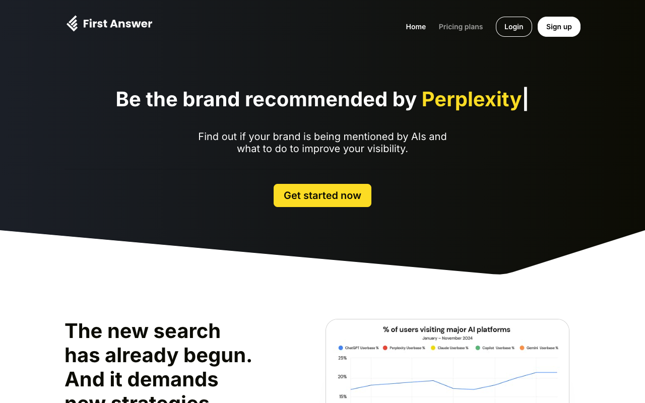 First Answer - Boost your brand’s visibility inside AI-generated answers brand-visibility AI content-monitoring