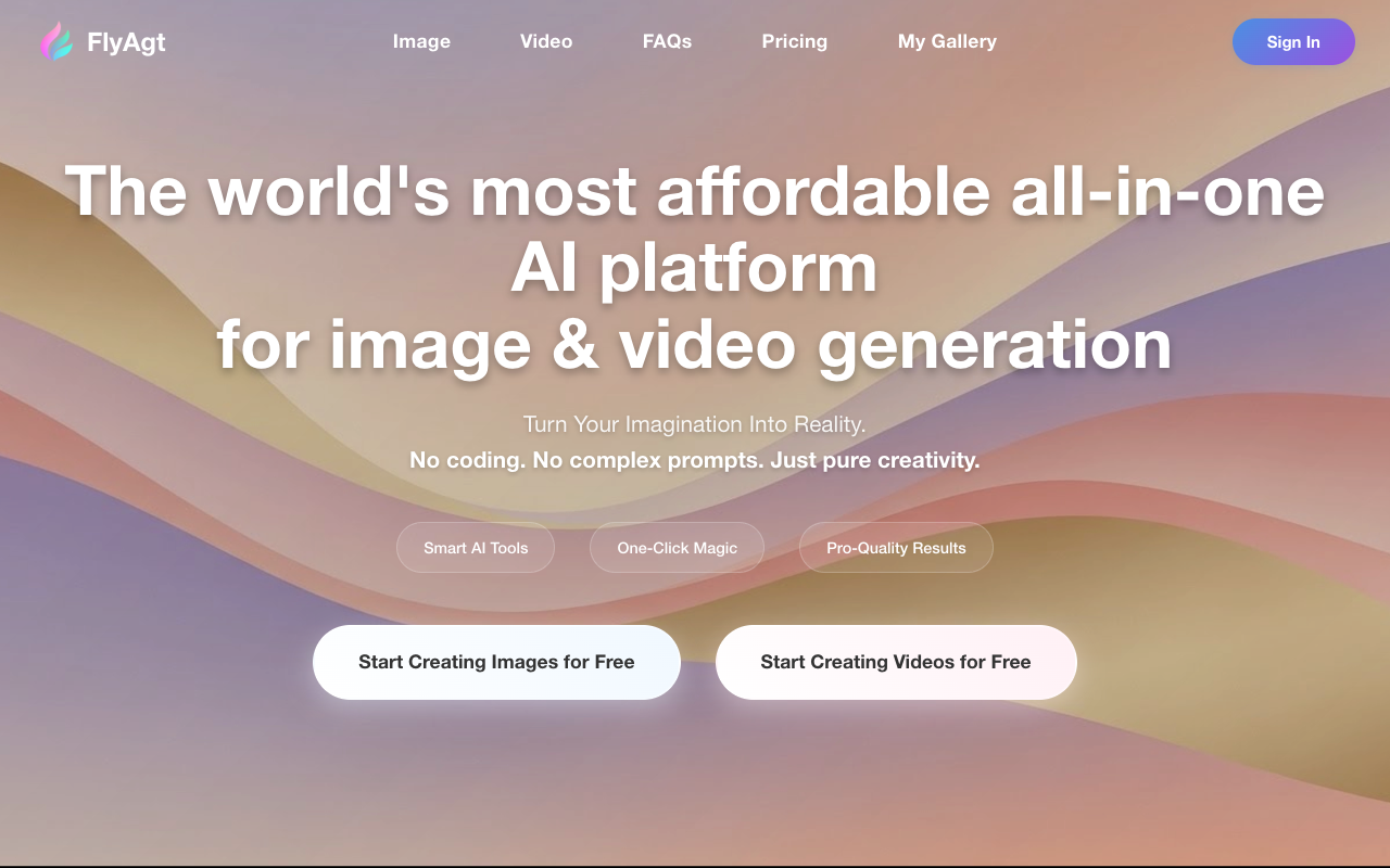 FlyAgt - An affordable AI platform for creating and editing stunning images and videos AI image-generation video-editing