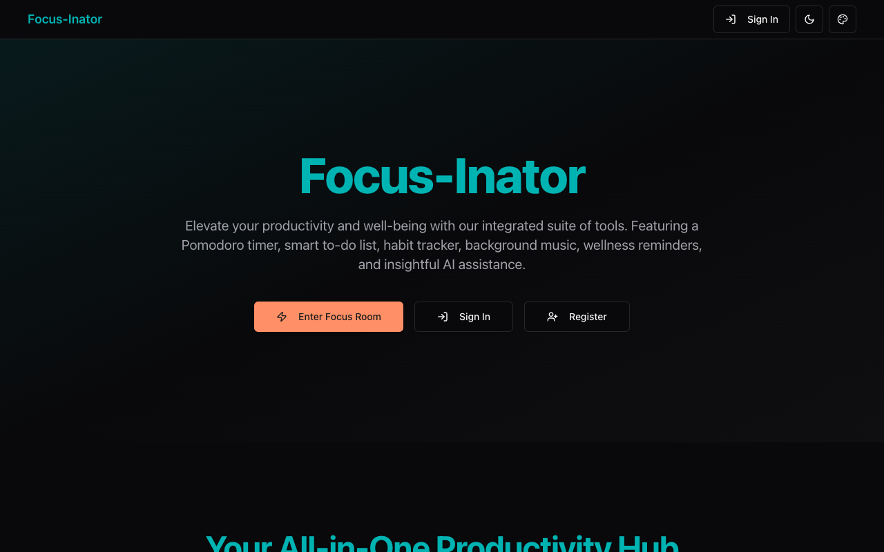 Focus-Inator - Your All-in-One Productivity App for Focus and Relaxation productivity Pomodoro AI