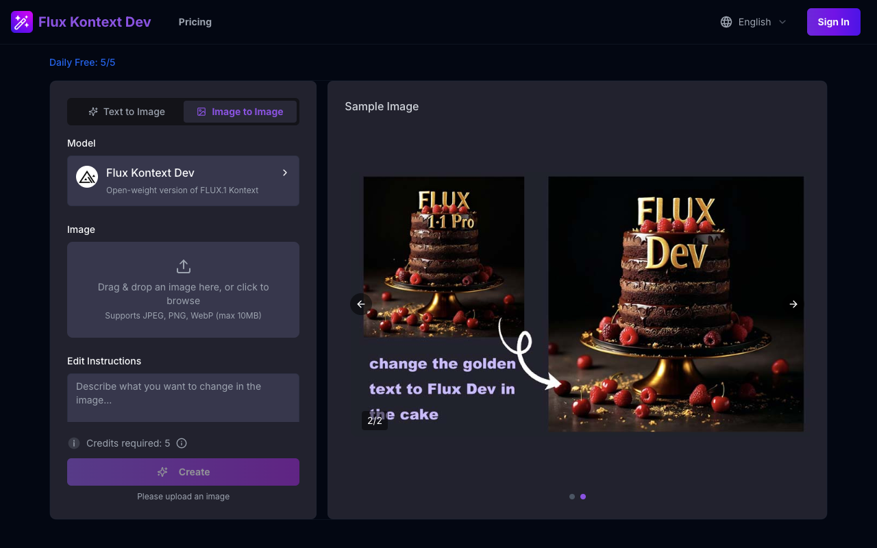 Free Flux Kontext Dev Generator - An advanced AI image generator with context-aware technology AI image-generation context-aware