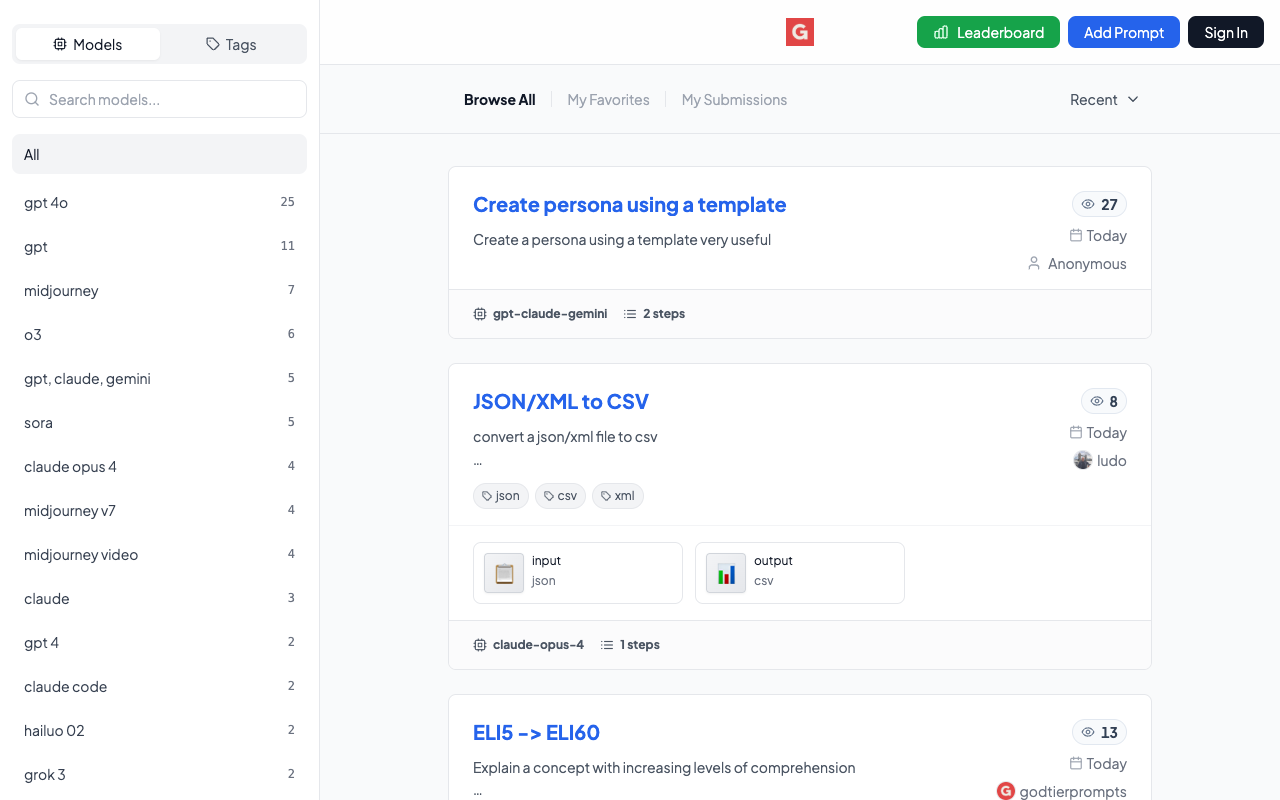 God Tier Prompts - The Ultimate Platform for Showcasing and Discovering AI Prompts AI prompts ChatGPT