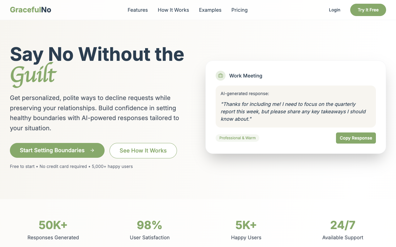 GracefulNo - An AI tool to help you say no politely and maintain relationships AI communication relationships