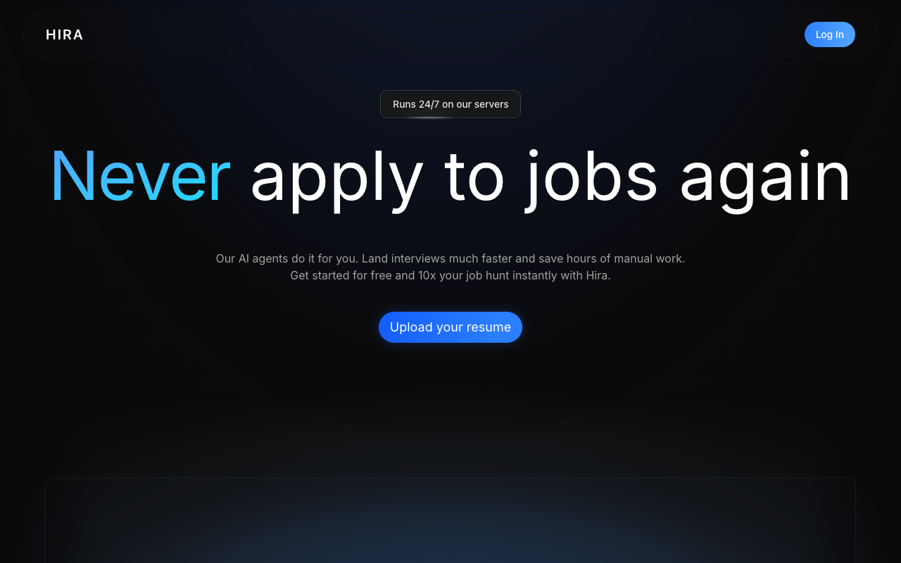 HiraJobs - AI Agents that Automatically Apply to Jobs for You AI job-application career