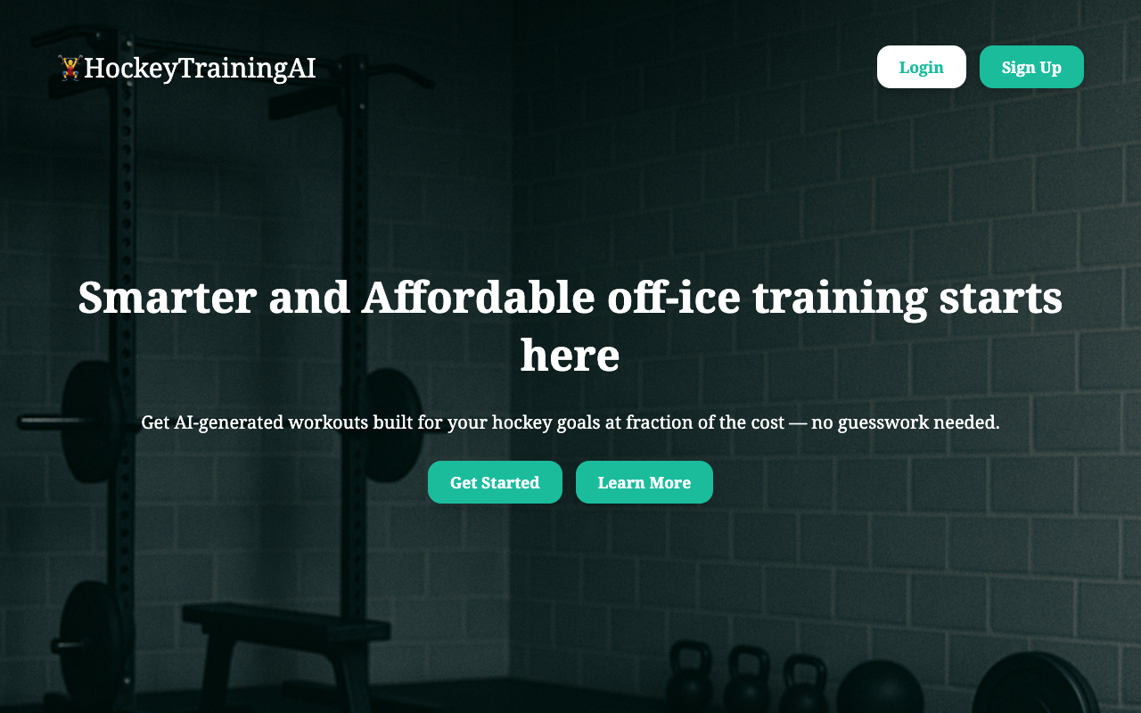 Hockey Training AI - Affordable hockey training using AI to build workouts hockey AI training