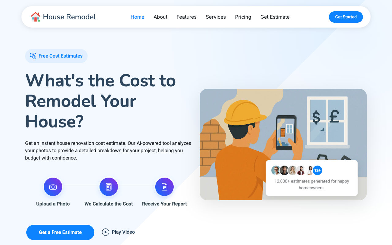 HouseRemodel.com - Discover the cost to remodel your house with AI estimates house-renovation AI cost-estimator