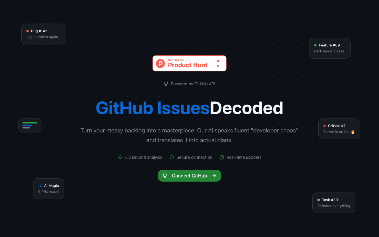 Issues2Action - Turn GitHub issues into clear dev plans instantly with AI GitHub AI project-management