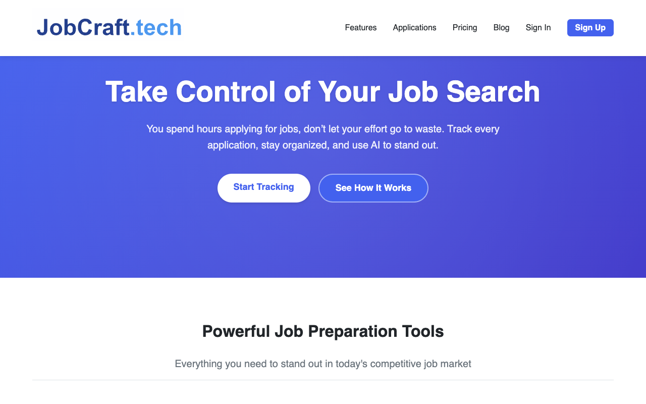 JobCraft - An AI tool to track job applications and enhance your job search job-search AI application-tracking