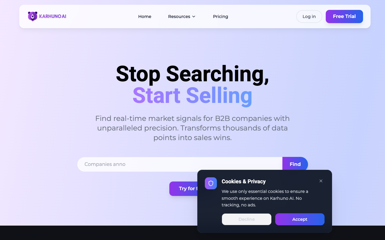 Karhuno AI - Find B2B leads when they’re ready to buy B2B leads market-signals