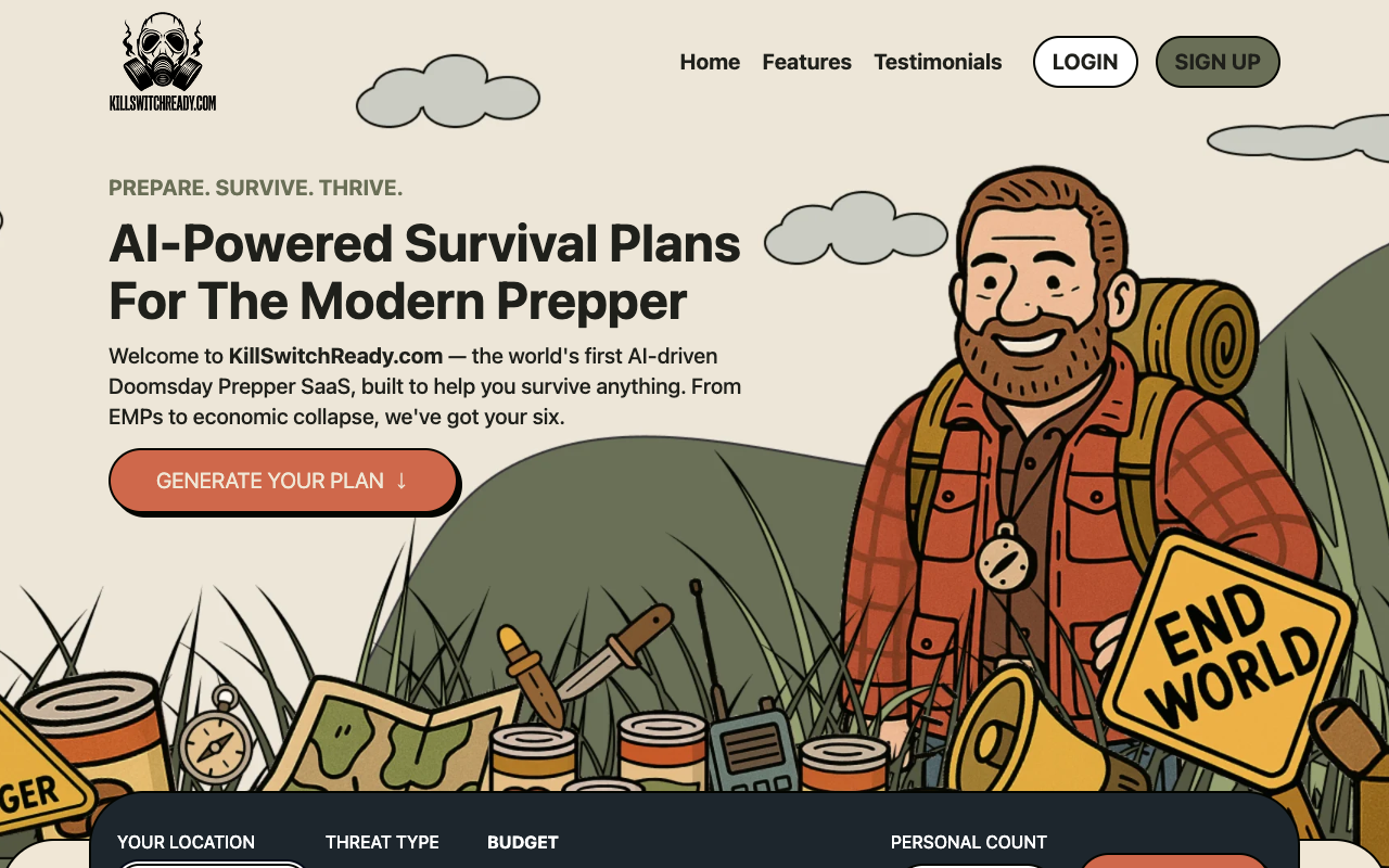 Kill Switch Ready - AI-powered survival plans for any disaster survival AI disaster-preparedness
