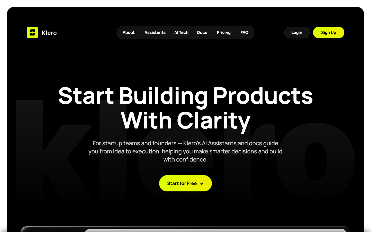 告别创业混沌！Klero.ai用AI助手+文档库，让初创团队从想法到落地快人一步