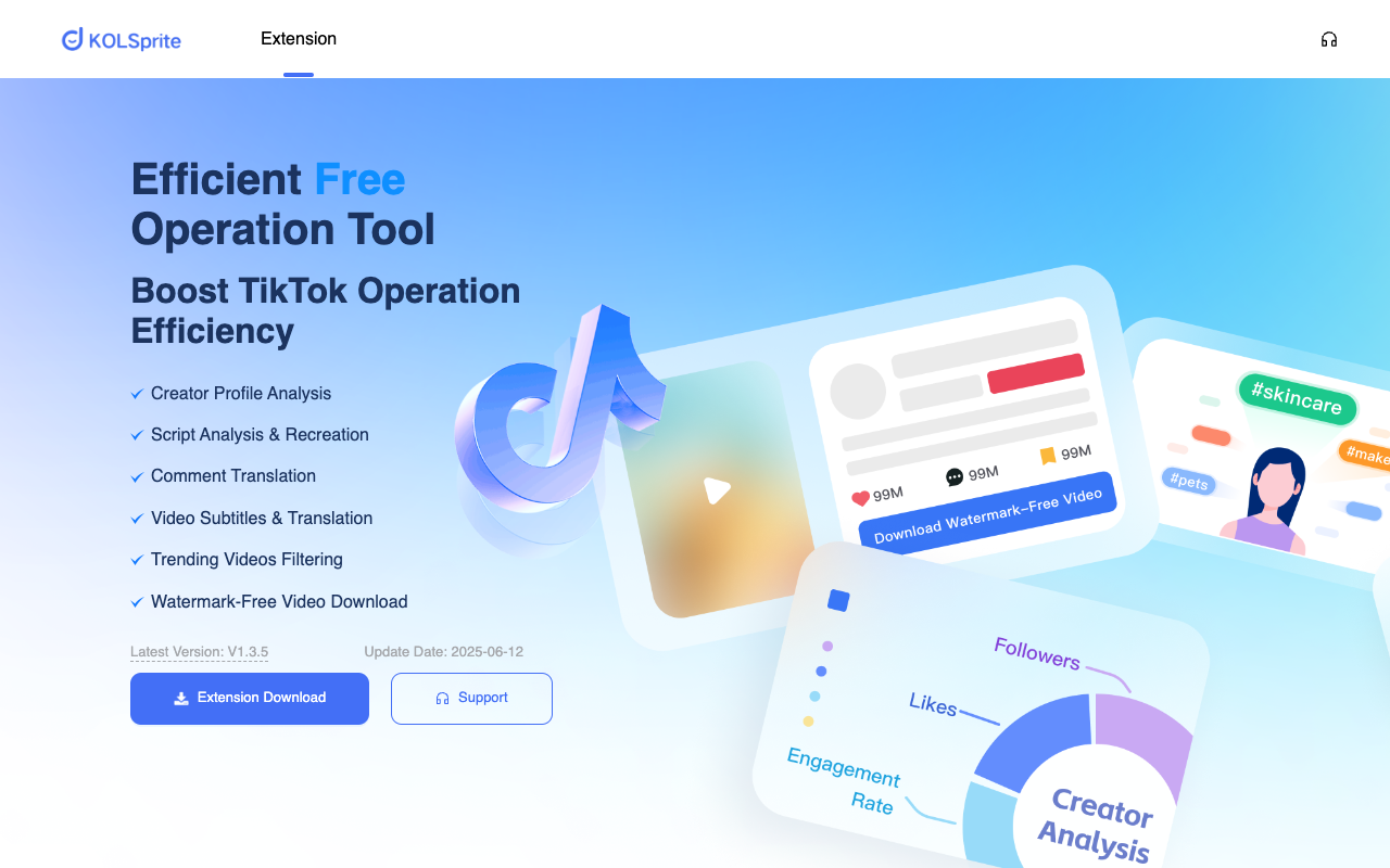 KOLSprite Extension - A Free Toolkit to Enhance Your TikTok Experience TikTok extension analytics
