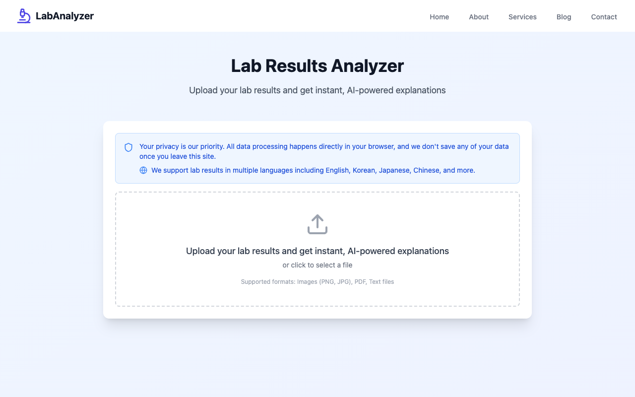 LabAnalyzer - An AI-powered tool for instant analysis of your lab results AI lab-results health