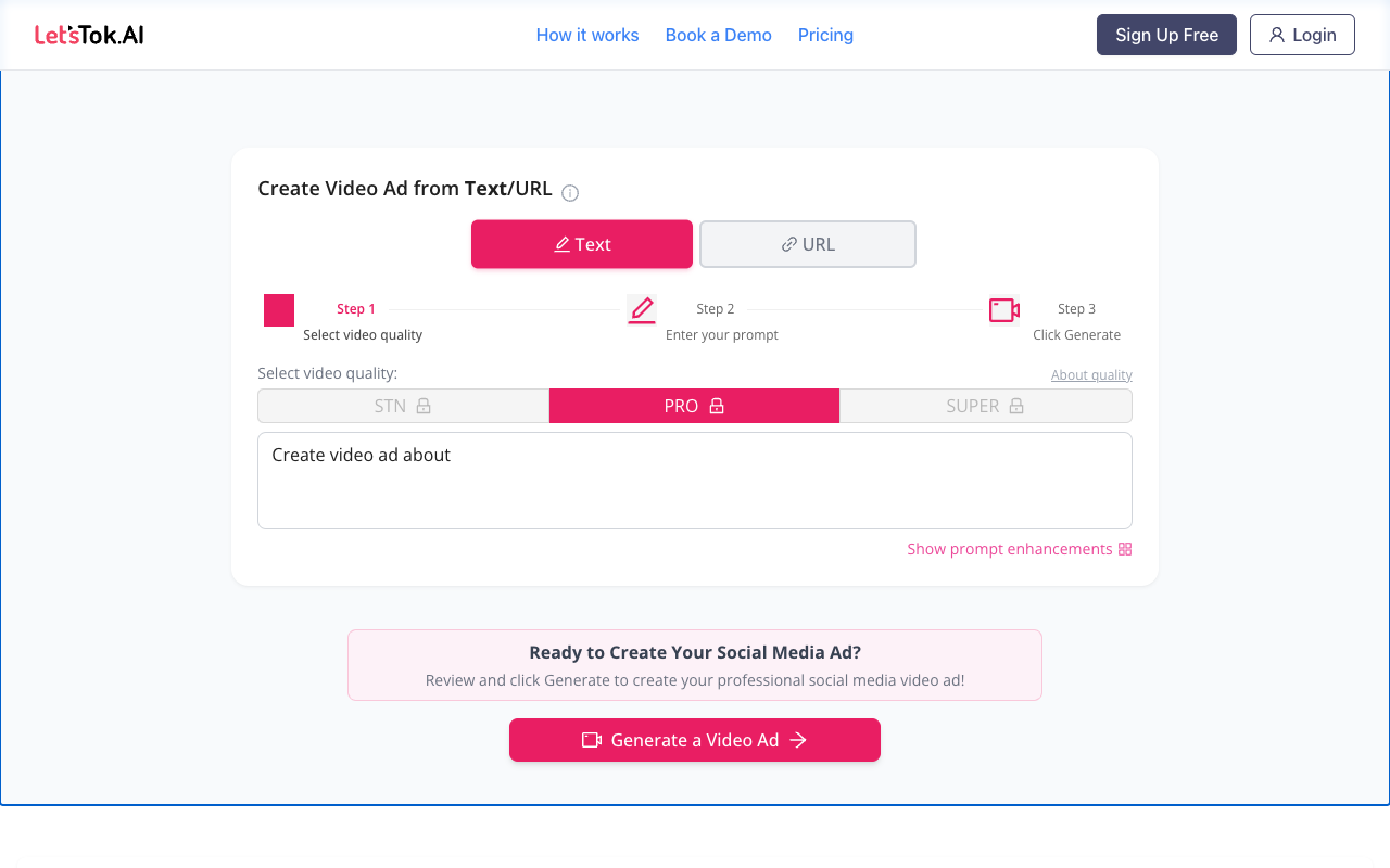 LetsTok UGC AI Studio - Create AI-powered UGC video ads quickly and effectively UGC AI video-ads