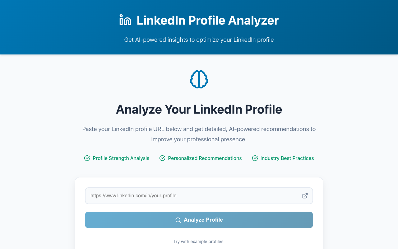 LinkedIn Profile Analyzer - Get AI-powered insights to optimize your LinkedIn profile LinkedIn AI profile-optimization