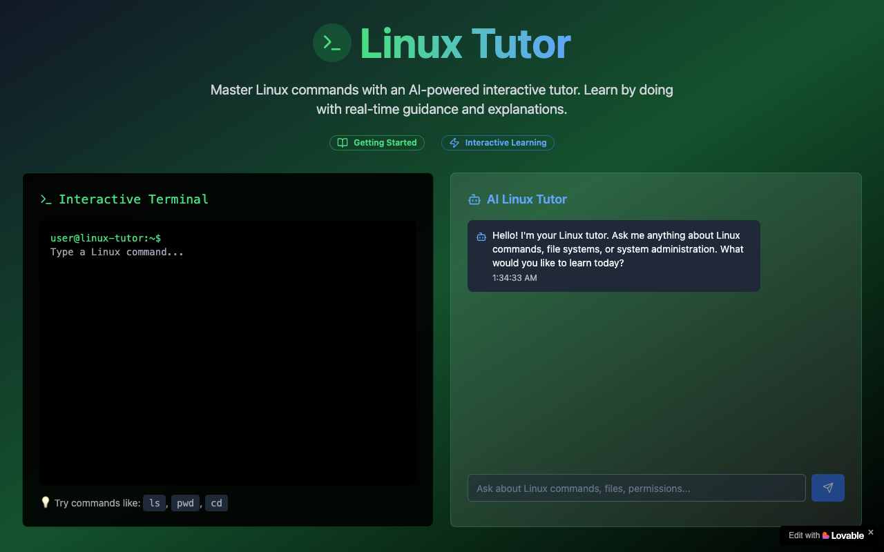 linux tutor - A chat buddy that teaches you Linux commands Linux education chat-bot