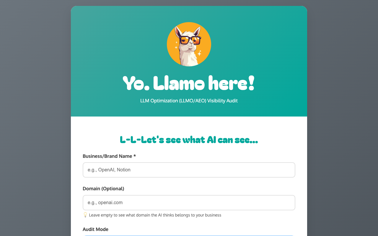 LLaMO - A free tool to check if AI knows your brand AI visibility audit