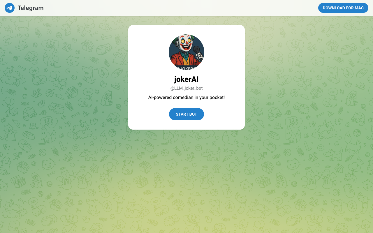 AI讲笑话革命！Telegram爆笑机器人LLM Joker，你的随身喜剧大师