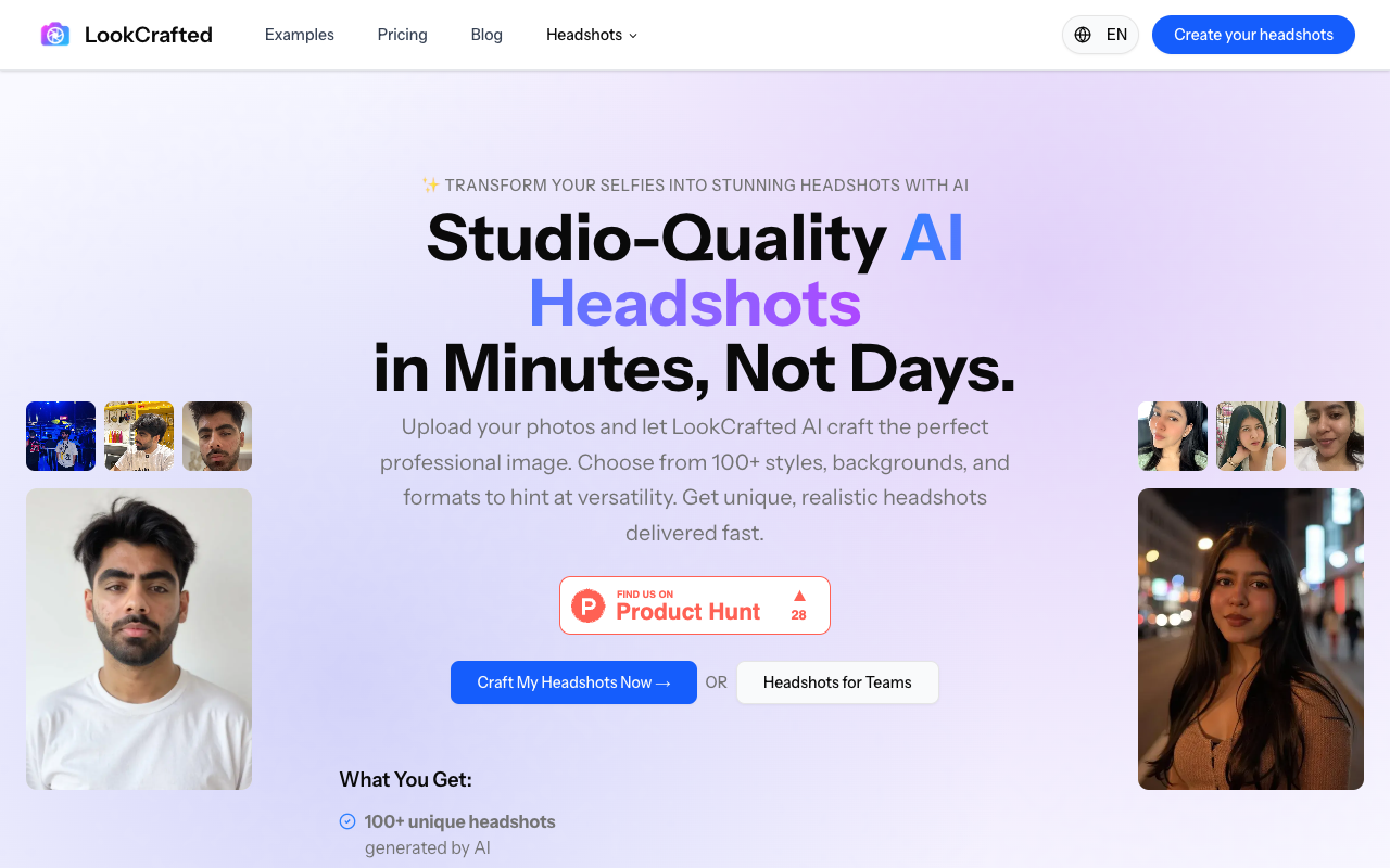 LookCrafted - Studio-Quality AI Headshots in Minutes, Not Days AI headshots photography