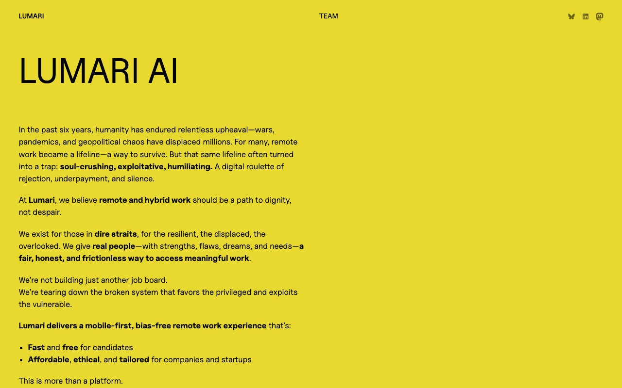 LUMARI - A mobile-first platform revolutionizing human hiring remote work AI hiring