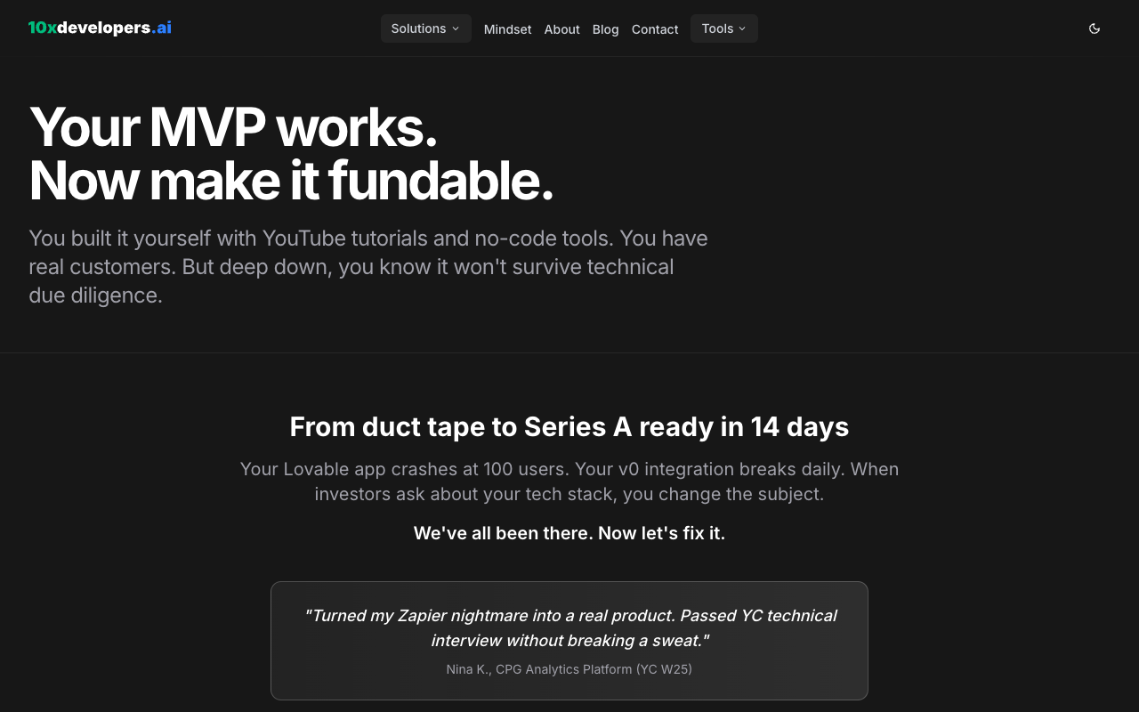 Make your MVP fundable: Get VC diligence ready in 14 days MVP fundraising technical-due-diligence
