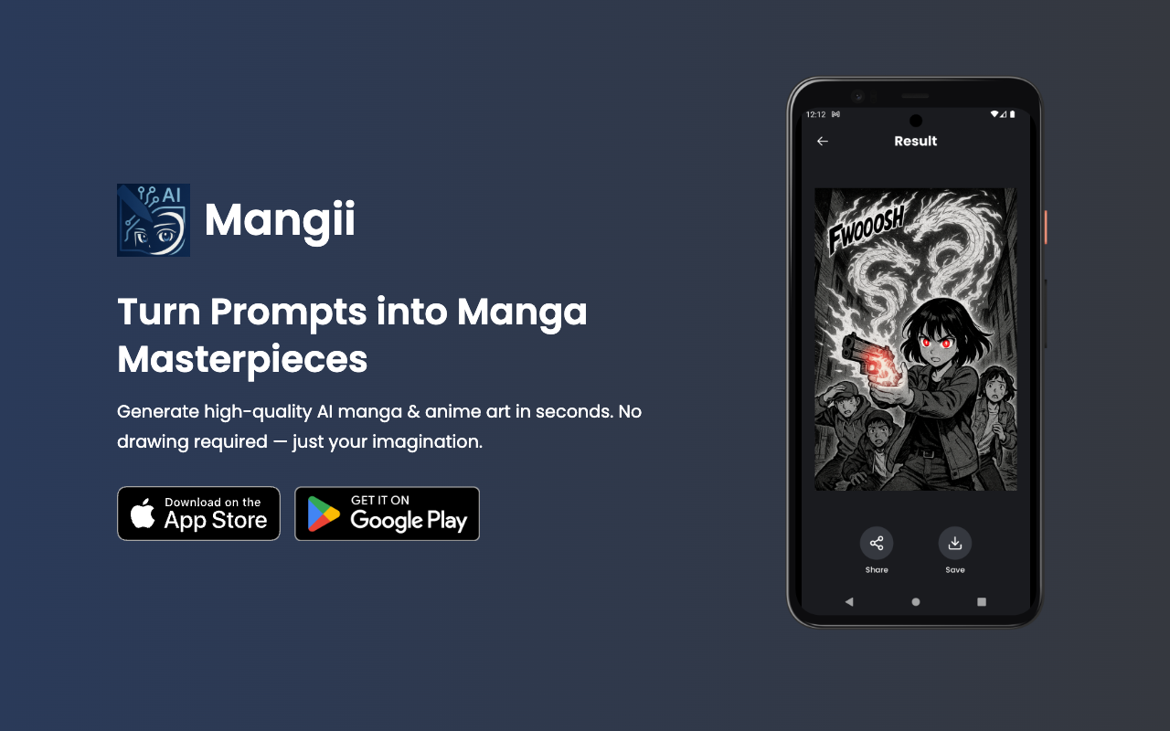 Mangii - Create manga-style art effortlessly with just a prompt manga art creativity