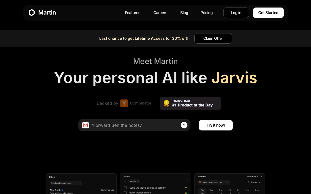 Martin - An AI personal assistant like JARVIS that manages your tasks and communications AI personal-assistant productivity