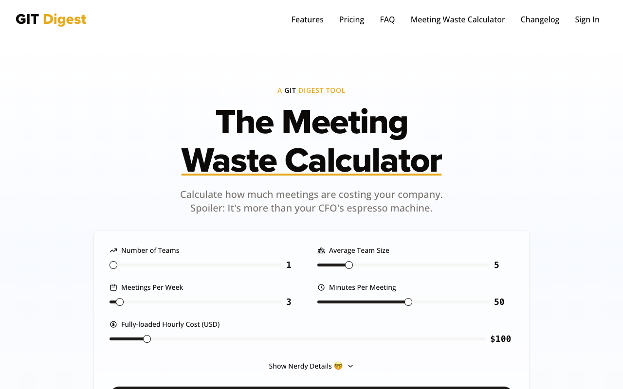 The Meeting Waste Calculator - Discover how much meetings are costing your company meetings cost-calculator productivity