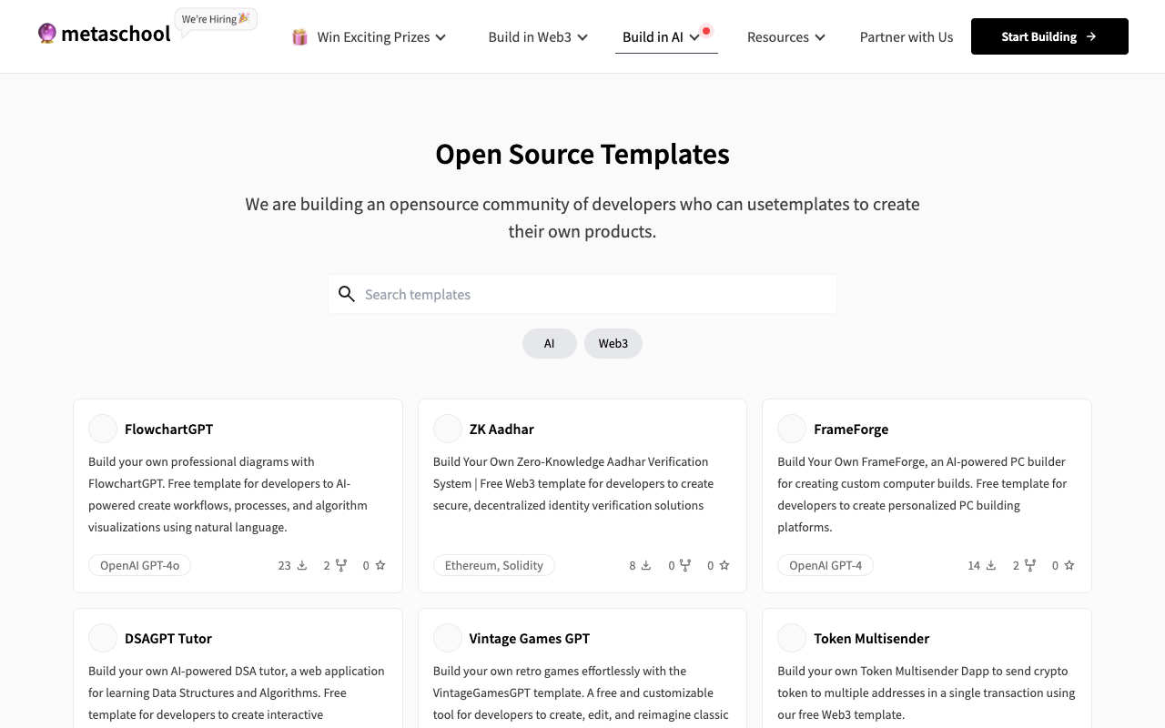 Metaschool AI Templates - Simplifying AI App Development with Open Source Templates AI Templates