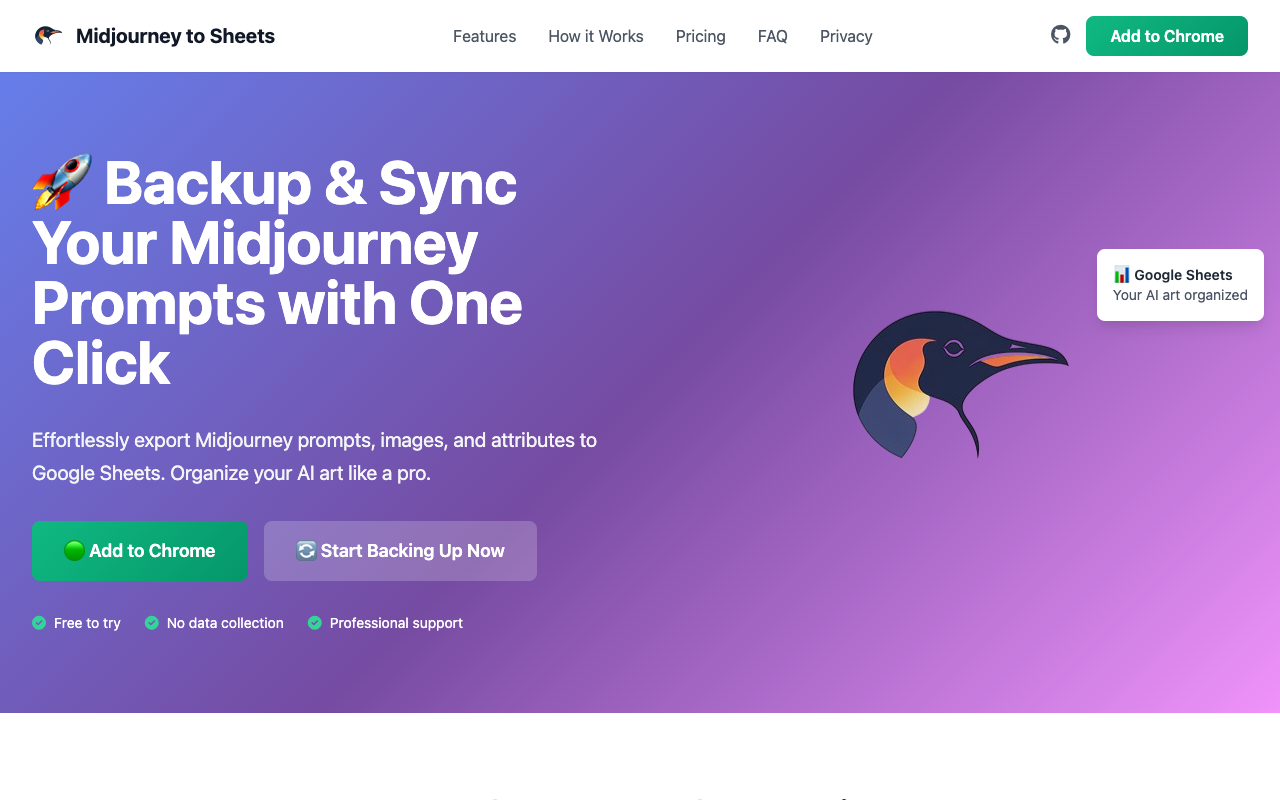 Midjourney to Google Sheets - Instantly Backup Your Midjourney Prompts with One Click Midjourney Google Sheets AI Art