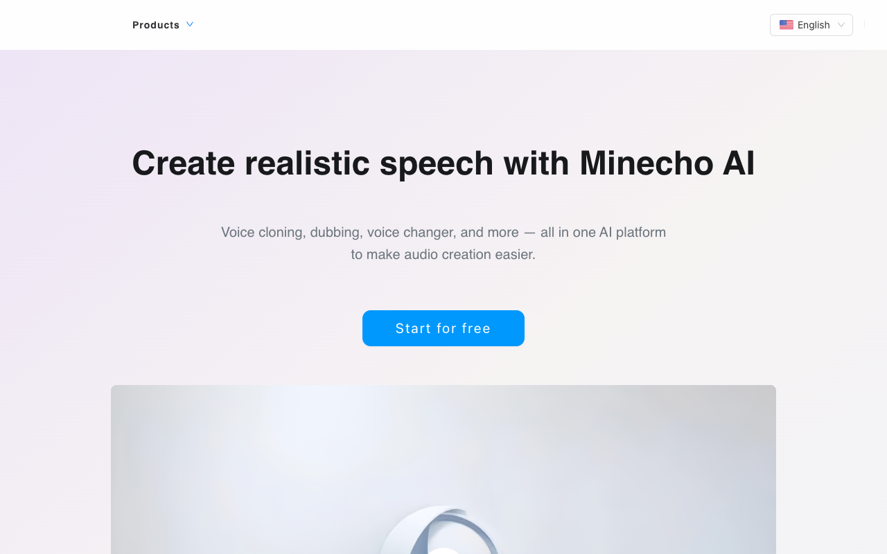 Minecho - An AI platform for easy audio creation with voice cloning and dubbing voice-cloning audio-creation AI