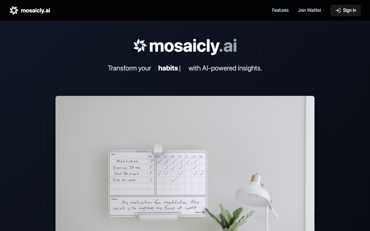 Mosaicly.ai - A visual habit tracking tool that helps you build lasting habits effortlessly habit-tracking AI personal-development