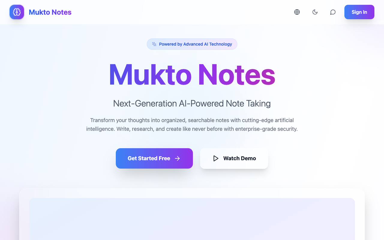 Mukto AI - An intelligent note-taking app that helps you capture and organize your thoughts effortlessly note-taking AI productivity