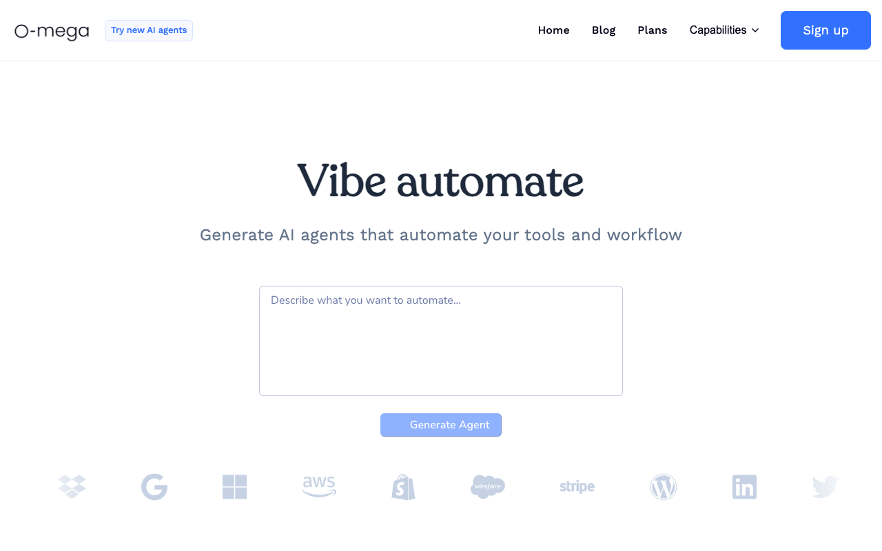 O-mega - Your workforce of AI agents that automate business processes AI automation business-processes