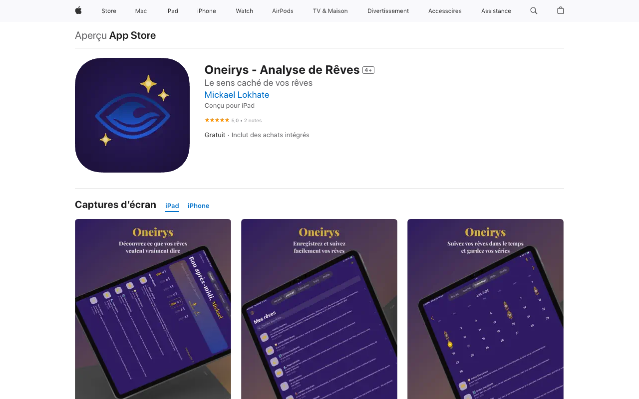 Oneirys - An AI dream journal that helps you analyze and understand your dreams dream-analysis AI personal-journal