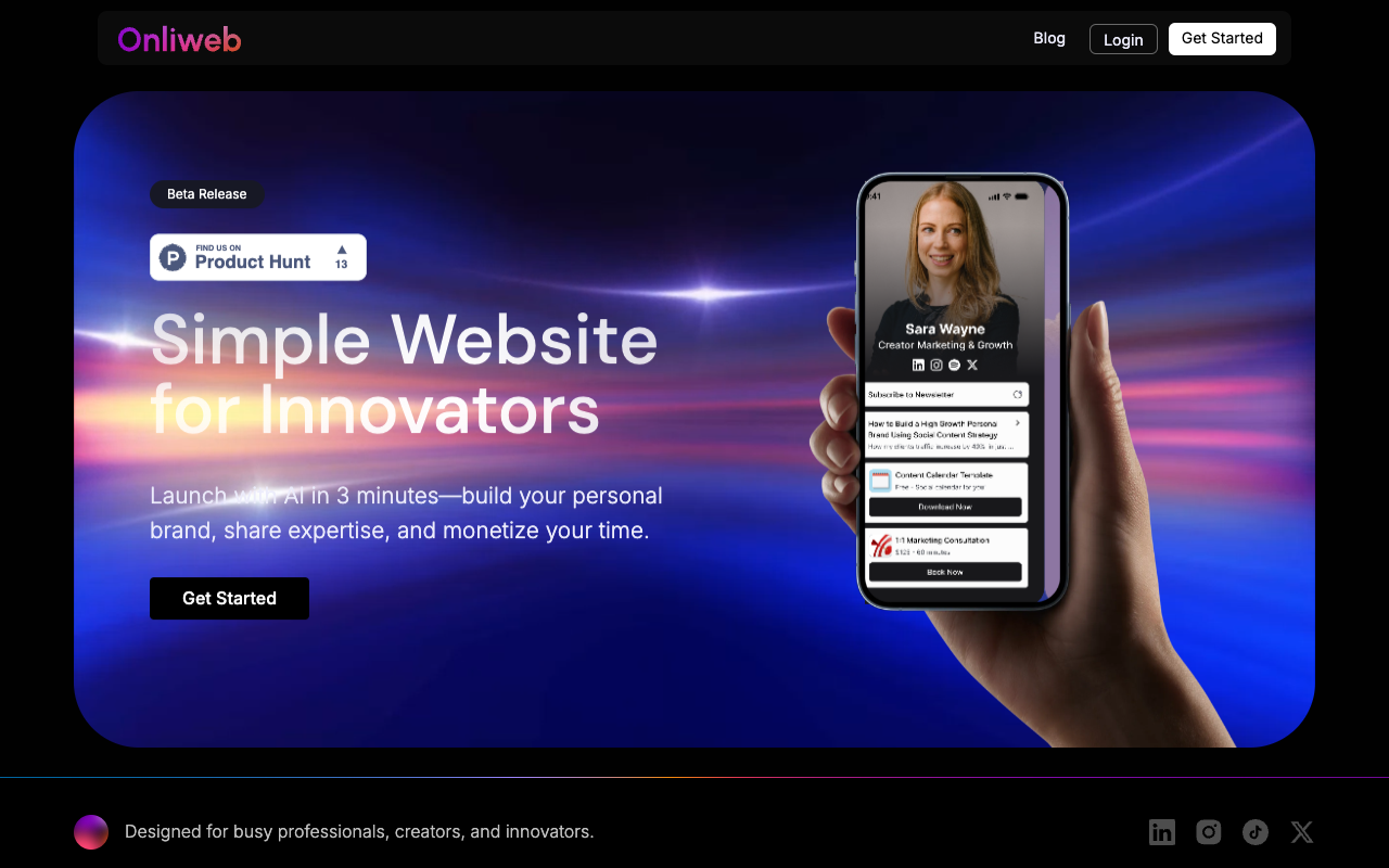 Onliweb - Turn your LinkedIn into a website in 3 minutes AI website-builder monetization