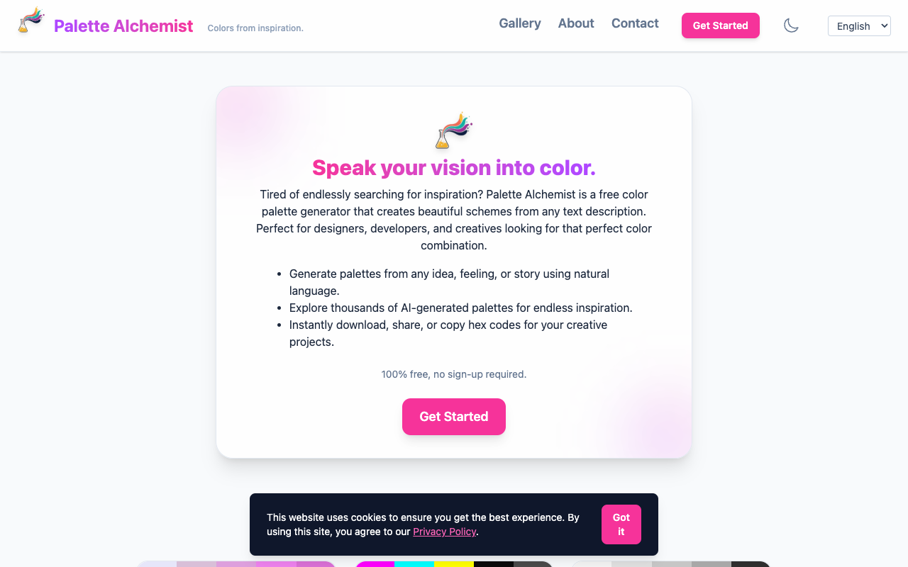 AI调色新纪元:用描述生成完美配色,Palette Alchemist让设计灵感一键成真!