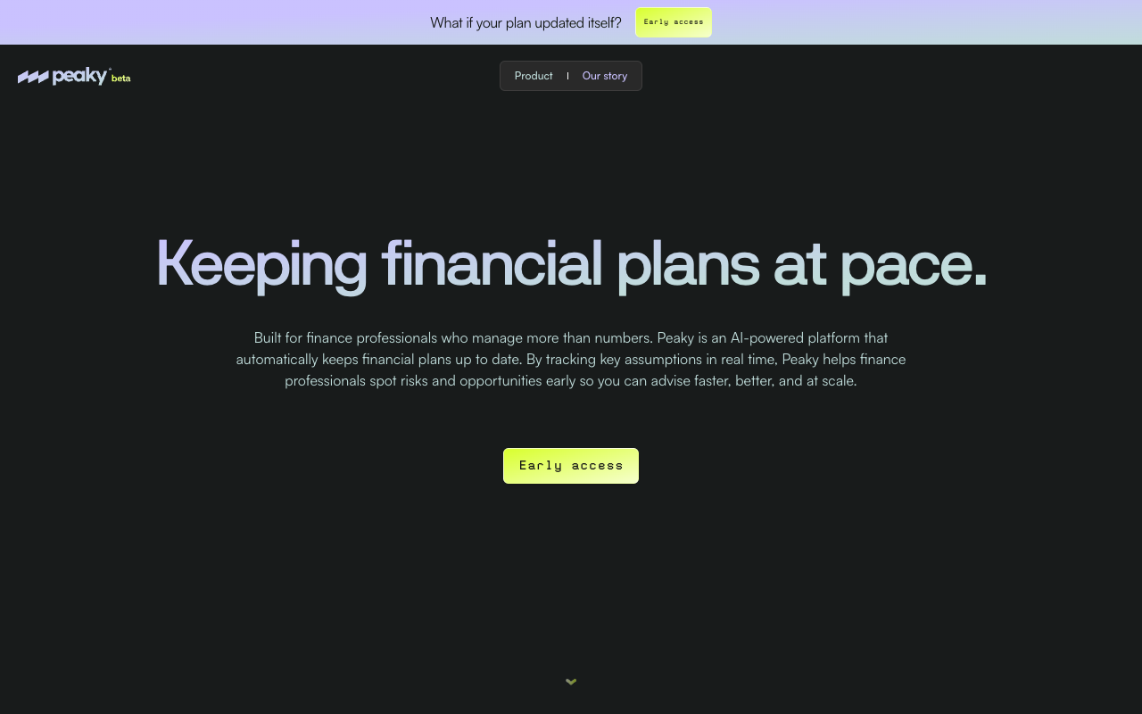 Peaky - An AI-powered platform that keeps financial plans updated effortlessly finance AI financial-planning