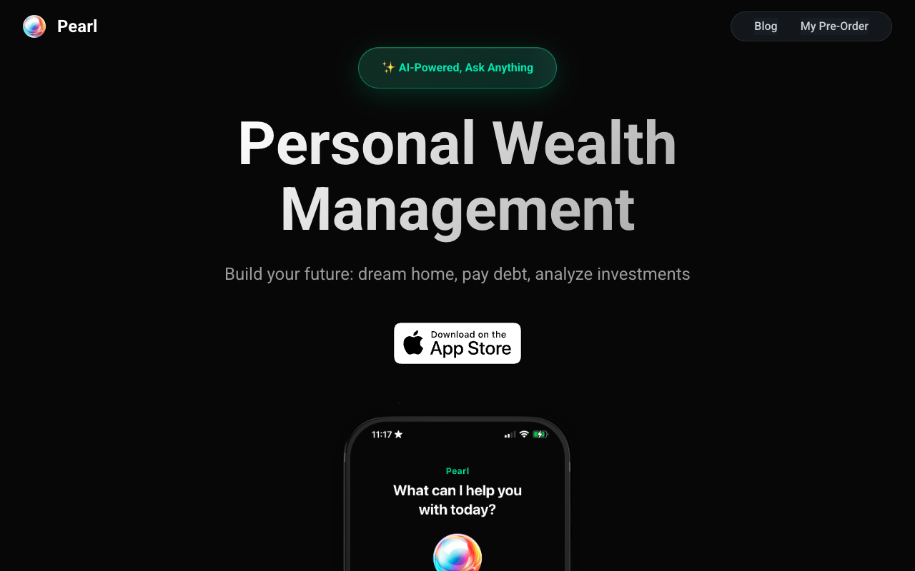 Pearl Tech Inc. - Your AI Personal Wealth Manager for Smart Financial Planning wealth-management AI financial-planning