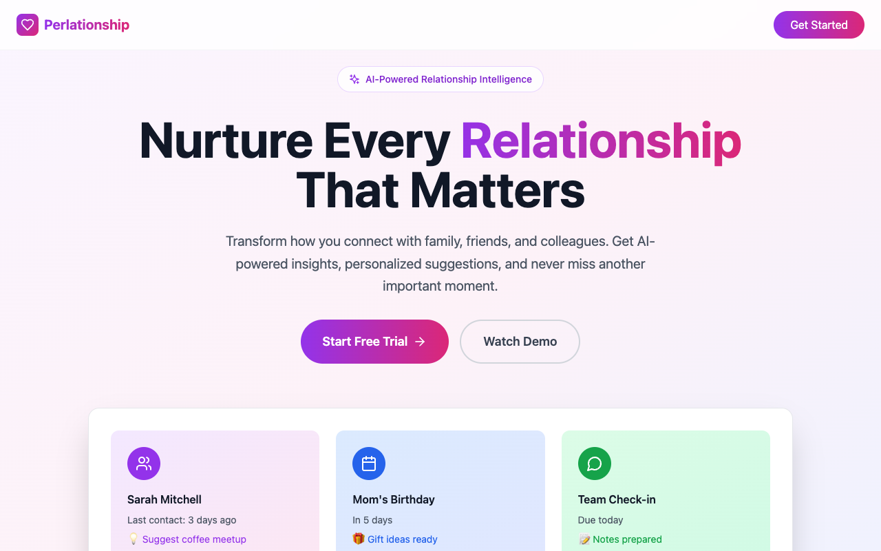 Perlationship - An AI-powered tool that helps you remember important moments in relationships AI relationships insights