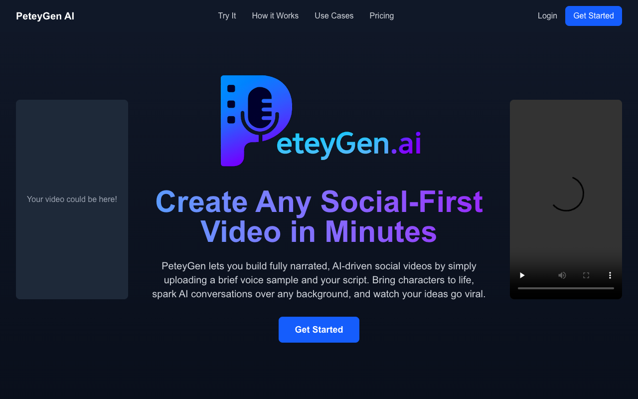PeteyGen AI - Create Fun Videos with Cloned Voices Like Peter Griffin AI video-creation voice-cloning